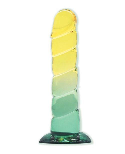 Shades Swirl Suction Cup Dildo - Yellow/Mint
