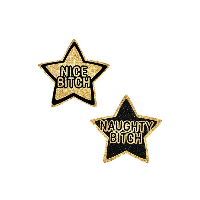 Neva Nude Nice / Naughty Bitch Glitter Stars - Black/Gold