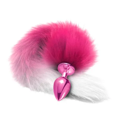 Nixie Metal Butt Plug Fur Tail - Pink