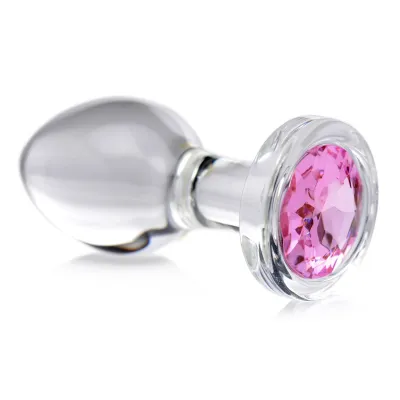 Booty Sparks Pink Gem Glass Plug - Medium