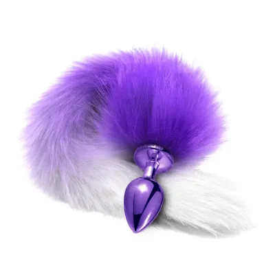 Nixie Metal Butt Plug Fur Tail - Purple