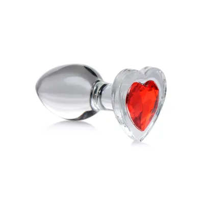 Booty Sparks Red Heart Gem Glass Plug - Medium