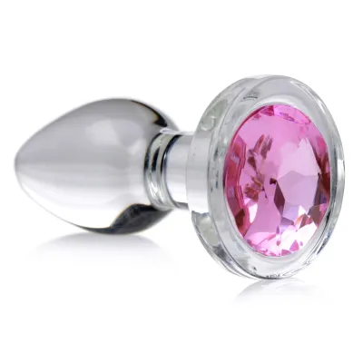 Booty Sparks Pink Gem Glass Plug - Small