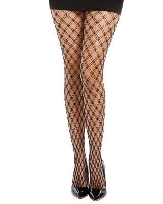 Dreamgirl Double Knitted Fence Net Pantyhose - Black