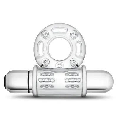 Blush Stay Hard 10 Function Vibrating Bull Ring Cock Ring - Clear