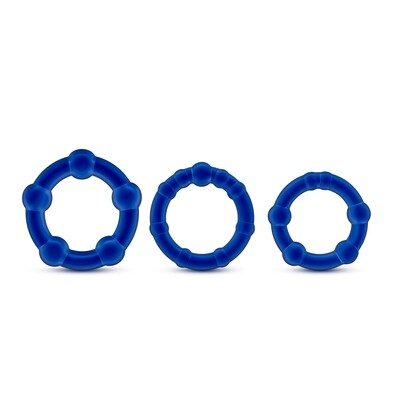 Blush Stay Hard Beaded Cock Rings 3 Pack - Blue