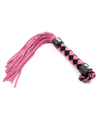 Plesur 15" Suede Leather Flogger - Pink/Black