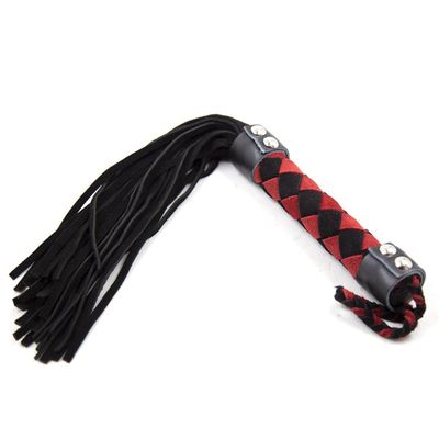 Plesur 15" Suede Leather Flogger - Black/Red