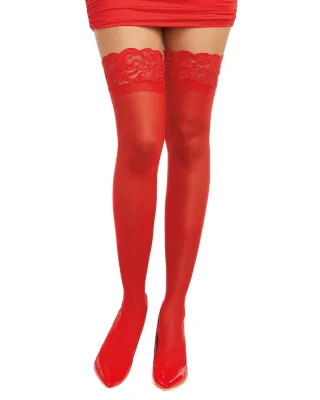 Dreamgirl Stay Up Lace Top Thigh Highs - Red