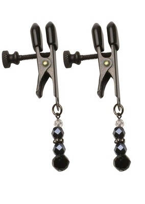 Spartacus Adjustable Nipple Clamps - Black Jewels