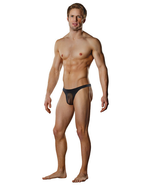 Male Power Sheer Pouch Thong - Black