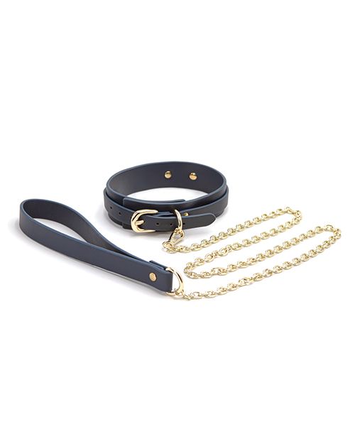 Bondage Couture Collar &amp; Leash - Blue