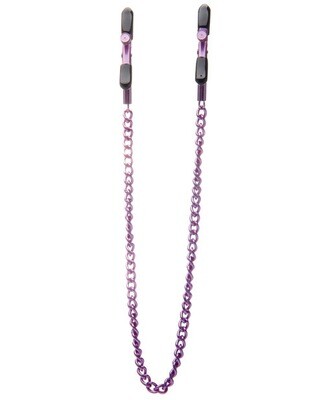 Shots Adjustable Nipple Clamps w/Chain - Purple