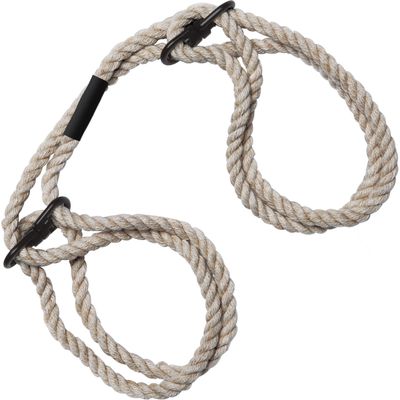Merci Hogtie - Bind &amp; Tie Wrist or Ankle Hemp Cuffs - Natural 6mm