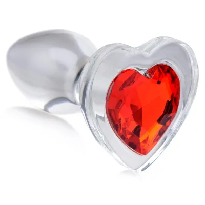 Booty Sparks Red Heart Gem Glass Plug - Small