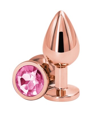Rear Assets Rose Gold Metal Plug - Medium - Pink Round