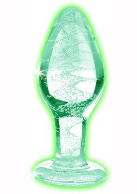 Booty Sparks Glow In The Dark Glass Anal Plug - Medium