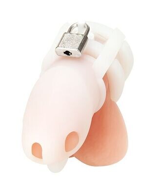 Blue Line 2" Silicone Mini Cock Cage With Ball Divider - White