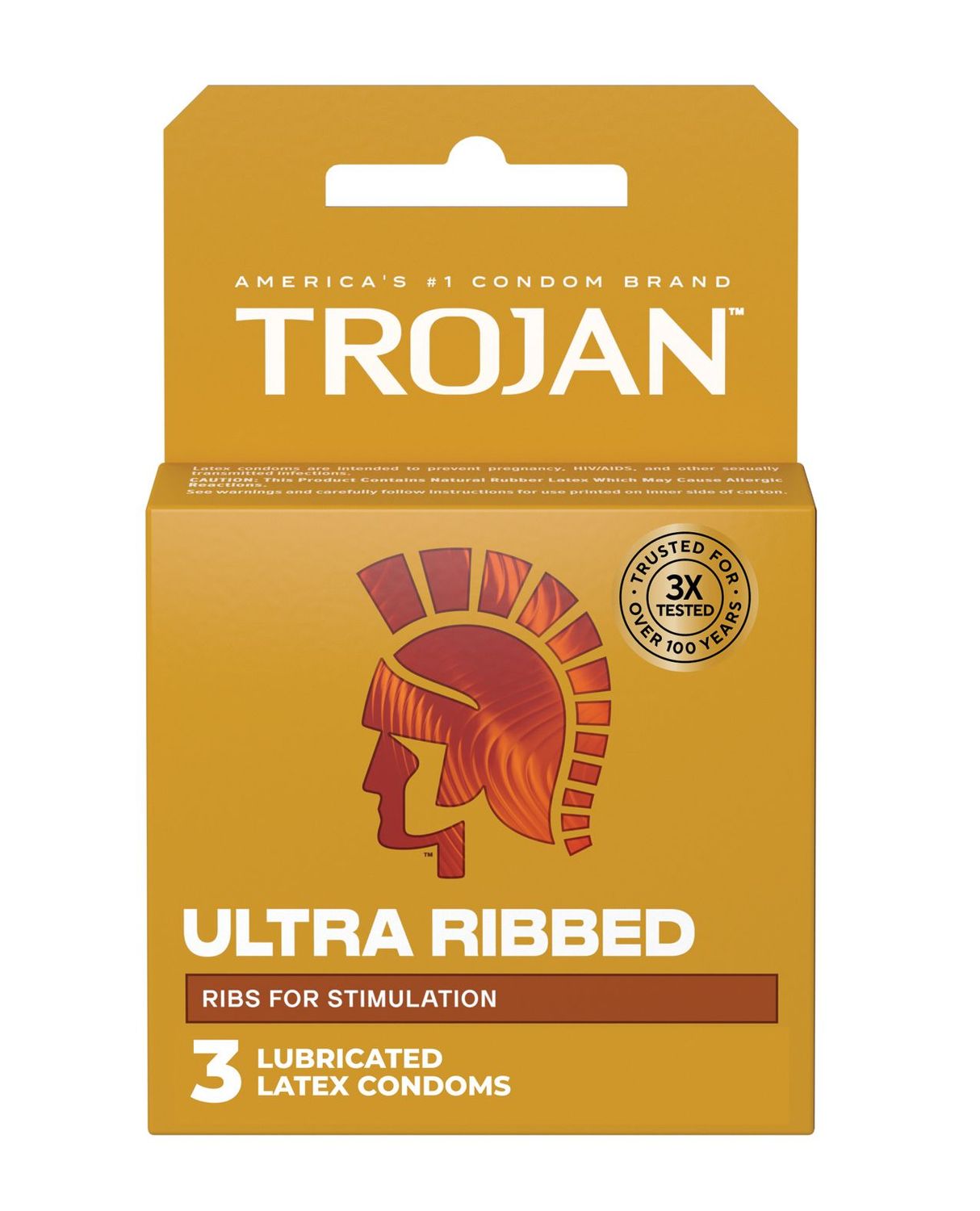 Trojan Ultra Ribbed Condoms - Box of 3