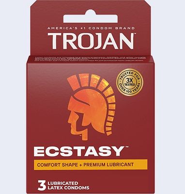 Trojan Ultra Ribbed Ecstasy Condoms - Box of 3