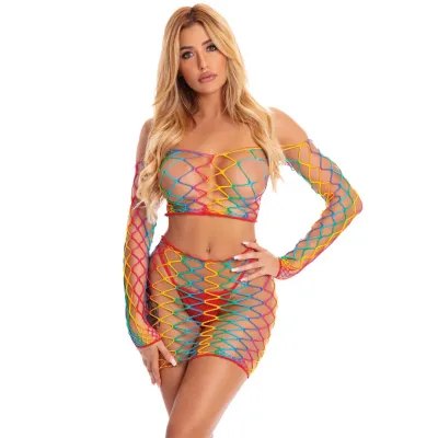 Pink Lipstick Pot of Gold Skirt Set