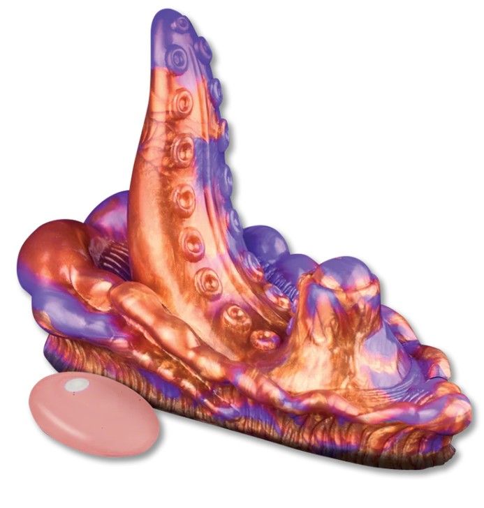 Alien Nation Copperhead Rechargeable Silicone Vibrating Grinder with Remote Control - Copper/Purple