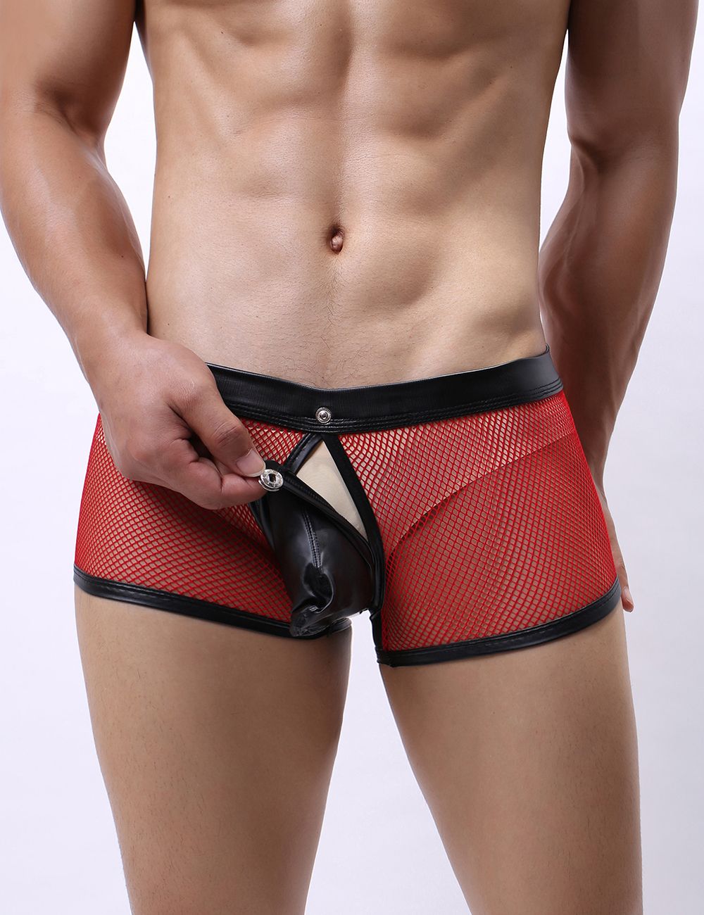 OhYeah Mesh Openable Crotch Boxer Brief - Red