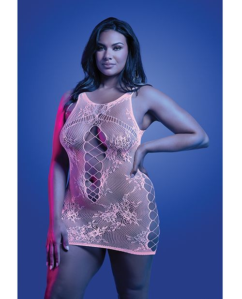 Fantasy Glow Magnetism Dress; Glows Pink - White, Size: Queen Size