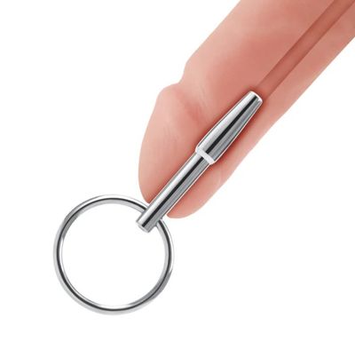 Blue Line Stainless Steel Penis Plug with Ring