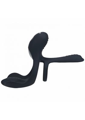 Levelz Triple Motor Vibrating Silicone Rechargeable Cock Ring - Black