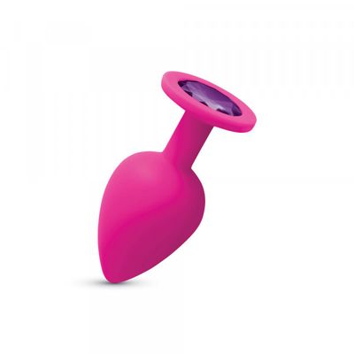 Cheeky Charms Gemma Pink Silicone Butt Plug - Purple Gem - Large