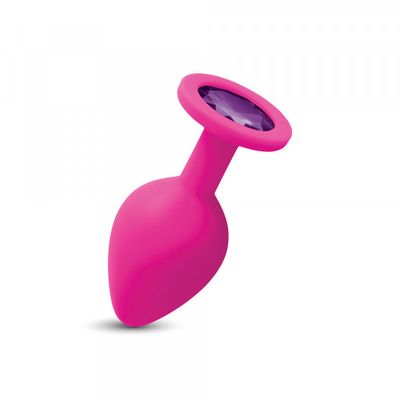 Cheeky Charms Gemma Pink Silicone Butt Plug - Purple Gem - Medium