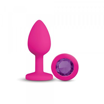 Cheeky Charms Gemma Pink Silicone Butt Plug - Purple Gem - Small