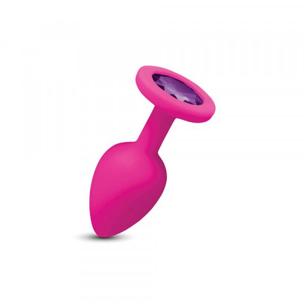 Cheeky Charms Gemma Pink Silicone Butt Plug - Purple Gem - Small