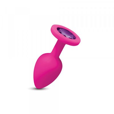 Cheeky Charms Gemma Pink Silicone Butt Plug - Purple Gem - Small