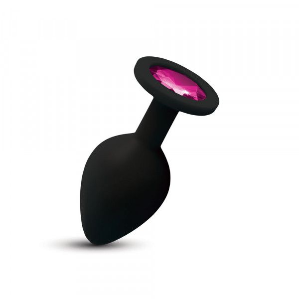 Cheeky Charms Gemma Black Silicone Butt Plug - Pink Gem - Medium