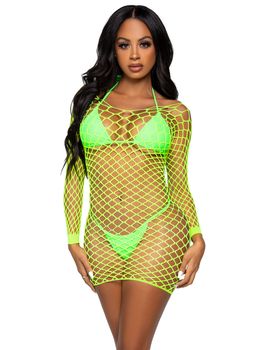 Leg Avenue Supreme Fence Net Dress - Neon Green