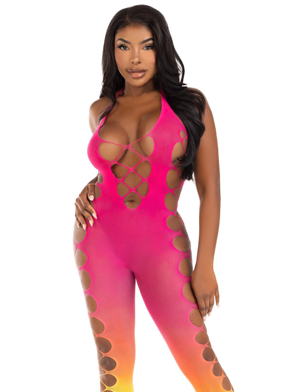 Leg Avenue Ombre Footless Bodystocking - Sunset