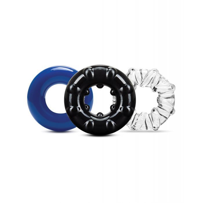 Blush Stay Hard Triple Stretch Cock Rings - Pack of 3