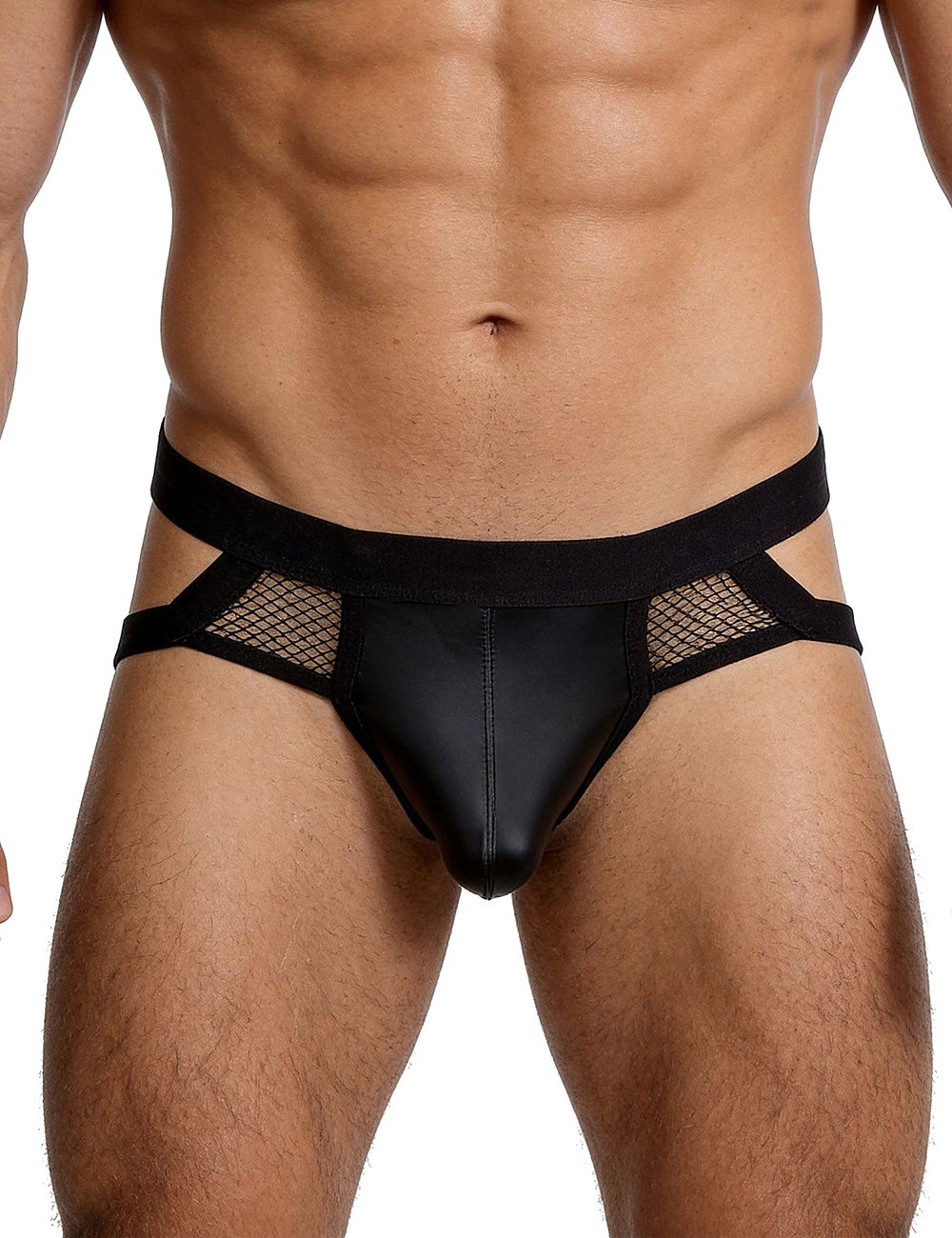 OhYeah Faux Leather &amp; Mesh Jockstrap
