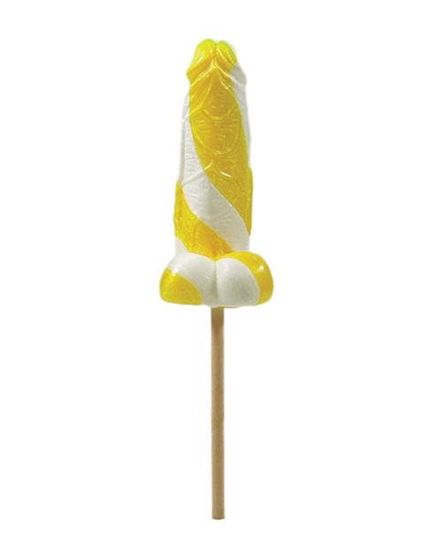 Cock Tailz Liquor Flavored Pecker Pops - Banana Daiquiri - Yellow/White Stripe
