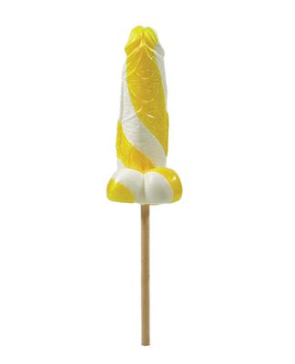 Cock Tailz Liquor Flavored Pecker Pops - Banana Daiquiri - Yellow/White Stripe