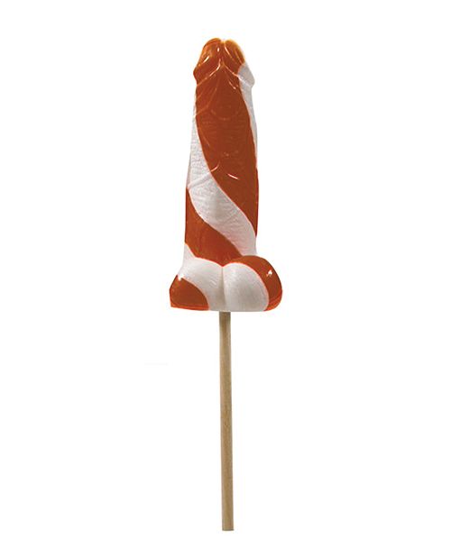 Cock Tailz Liquor Flavored Pecker Pops - Baileys &amp; Cream - Tan/White Stripe
