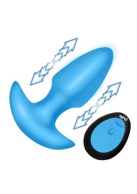 Bang! Thrusting &amp; Vibrating Butt Plug - Blue