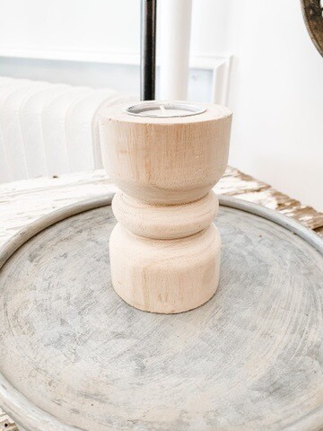 Natural Wood Candlestick S