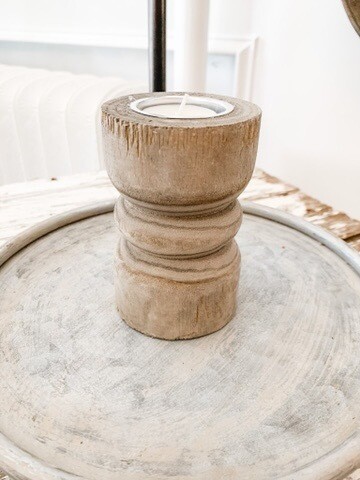 Grey Wood Candlestick S