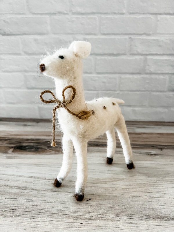 White Felted Reindeer L