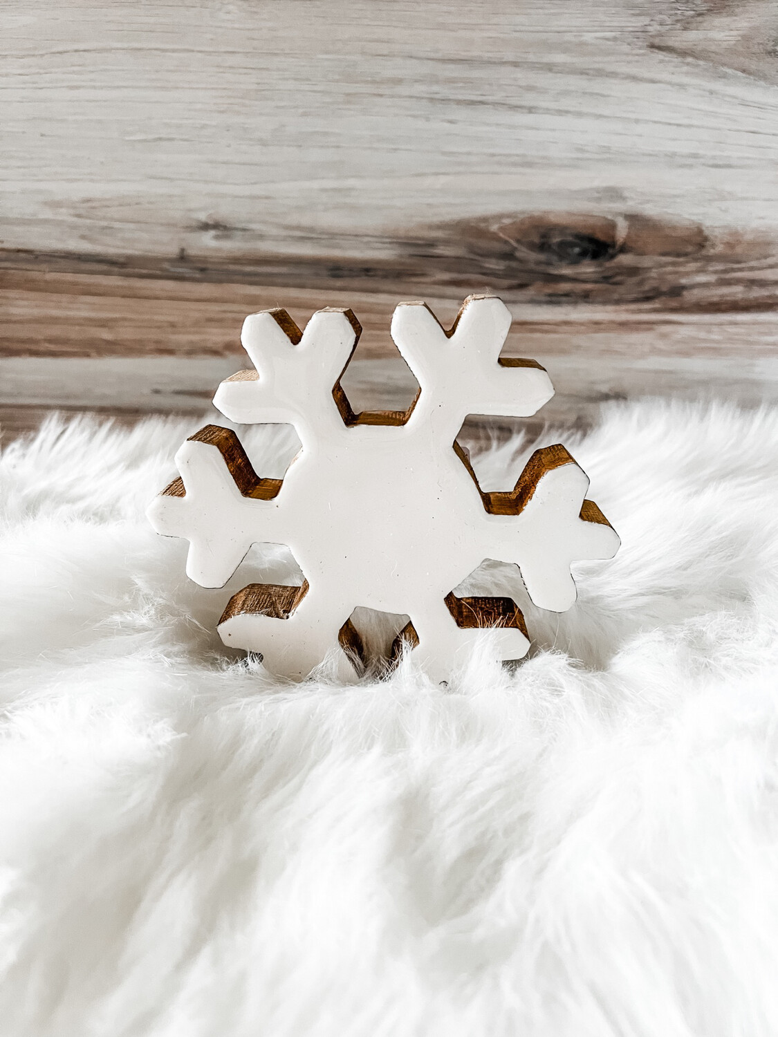 White & Wood Snowflake S