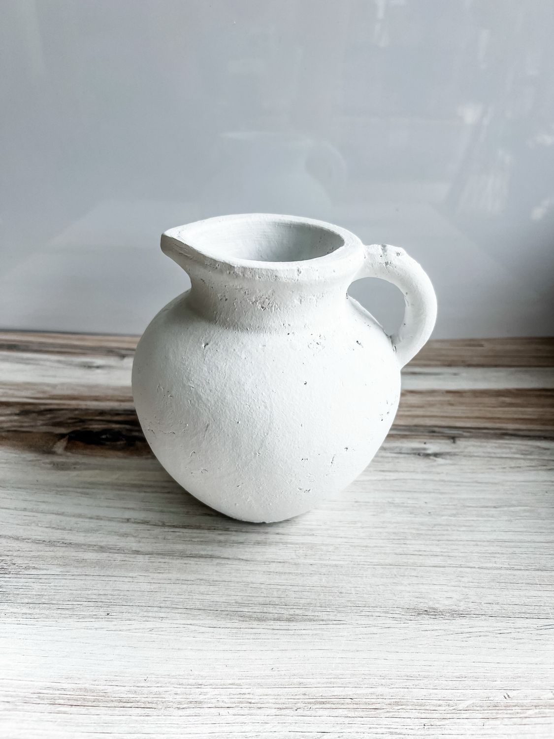 6” White Handle Vase