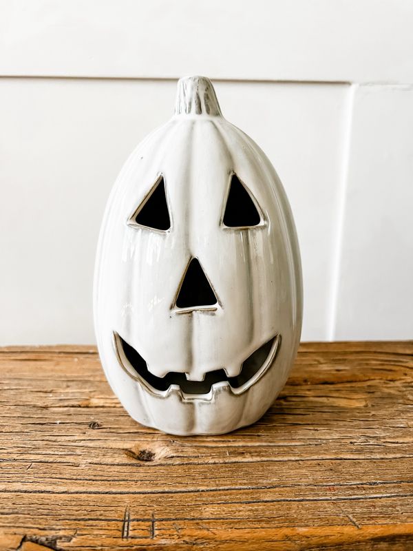 Tall White Ceramic Jack O Lantern